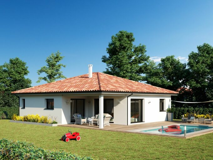Terrasse maison moderne avec piscine