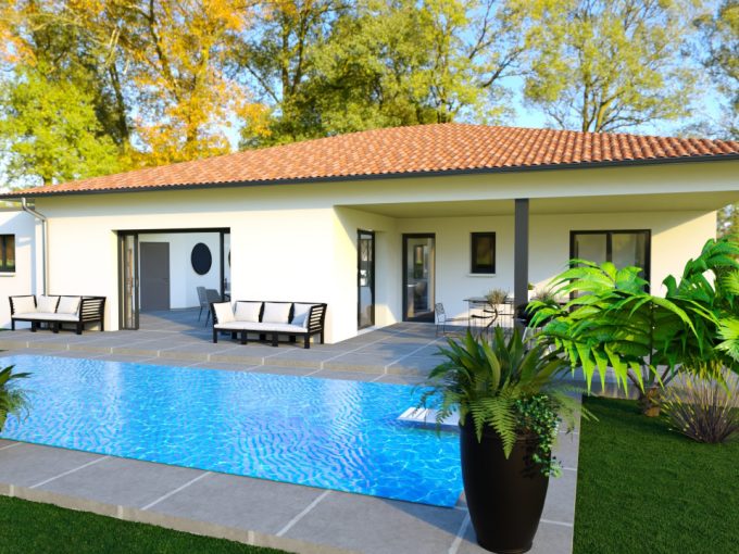 Maison modern avec piscine et garage toit plat