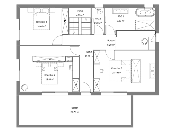 Plan d'une maison à étage