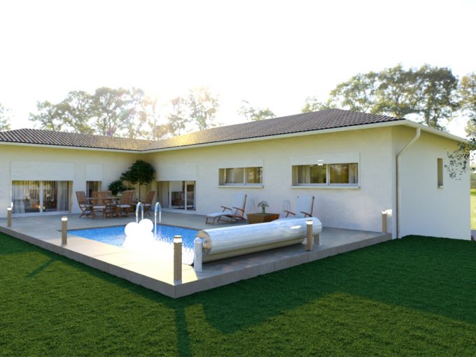 Maison avec sous sol, une terrasse et une piscine