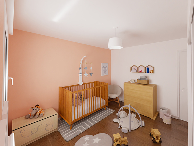 Chambre de bébé avec un placard intégré