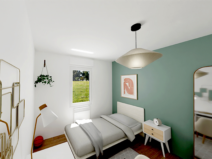 Chambre adolescent avec un lit simple et un bureau