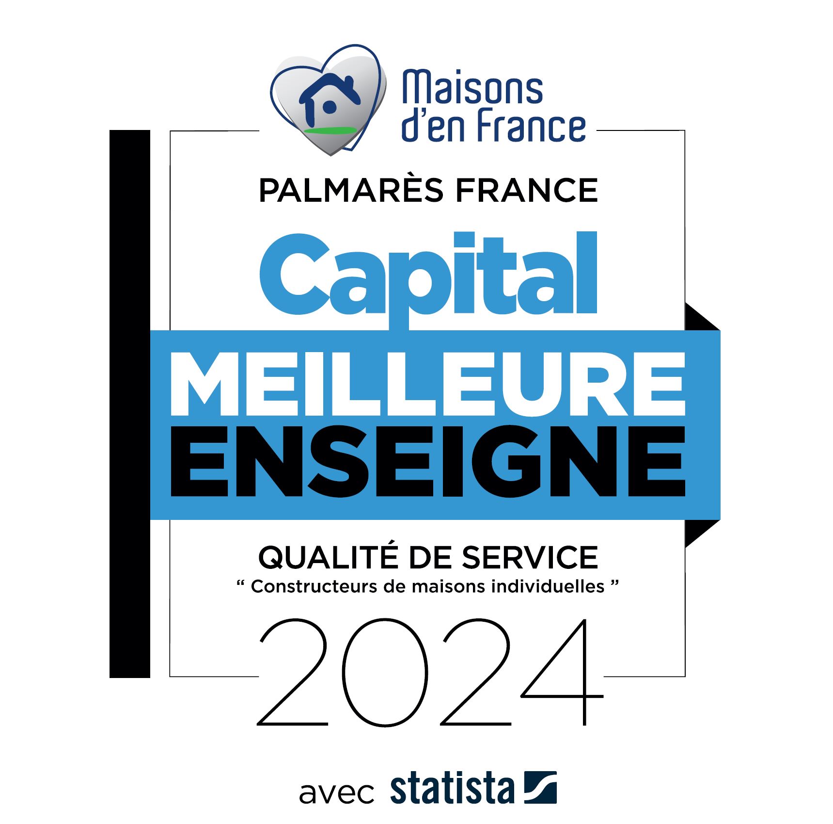 Logo Meilleure enseigne qualité de service Maisons d'en France