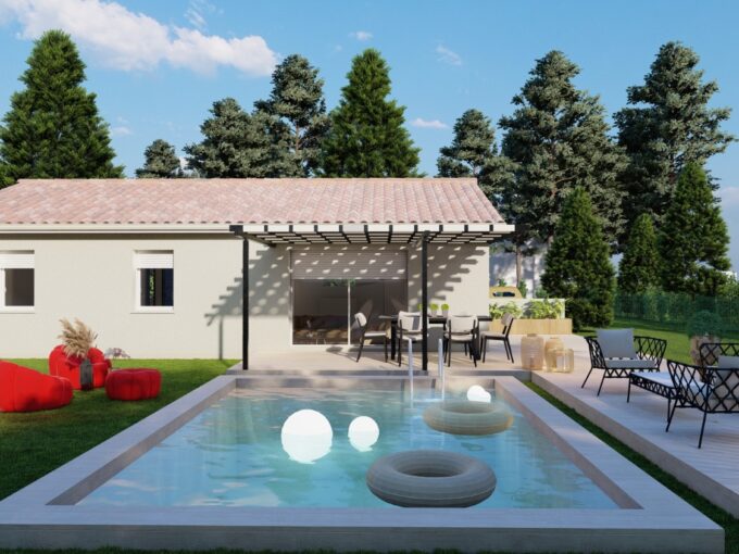 Maison 3 chambres avec une piscine et une pergola